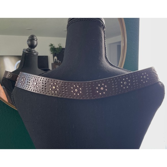 Accessories - Y2K Stud Flower Belt Womens Large Brown Western Rocker Cowgirlcore Festival